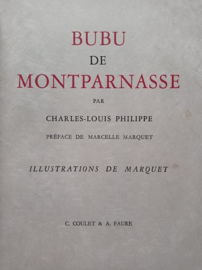 PHILIPPE (Charles-Louis). Bubu de Montparnasse. Paris, C. Coulet & A. Faure, 1958....