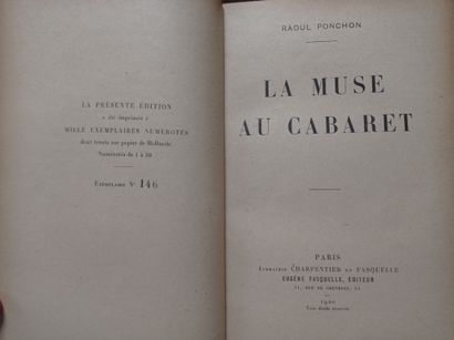 PONCHON (Raoul). La Muse au cabaret. Paris, Charpentier et Fasquelle, 1920. In-8,...