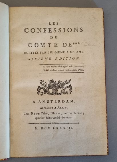 [DUCLOS (comte de)]. Les Confessions, écrites par lui-même à un ami. Sixième édition....