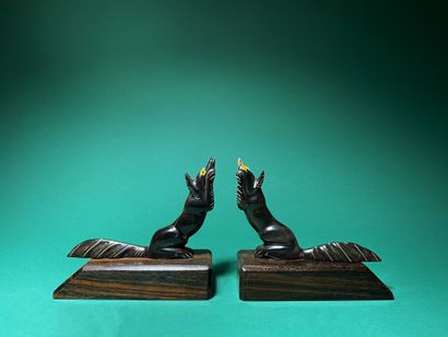 null work of the second half of the XXth century Young cubs sitting Pair of bookends...