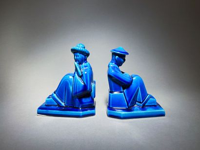 Art deco work Seated sinister couple Pair...
