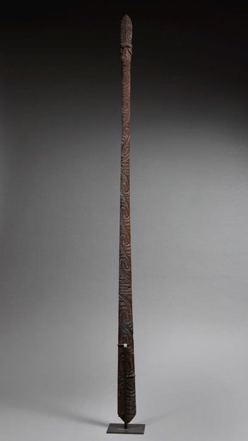 null Maori fighting stick Taiaha
New Zealand Wood, mother-of-pearl of haliotis
H....