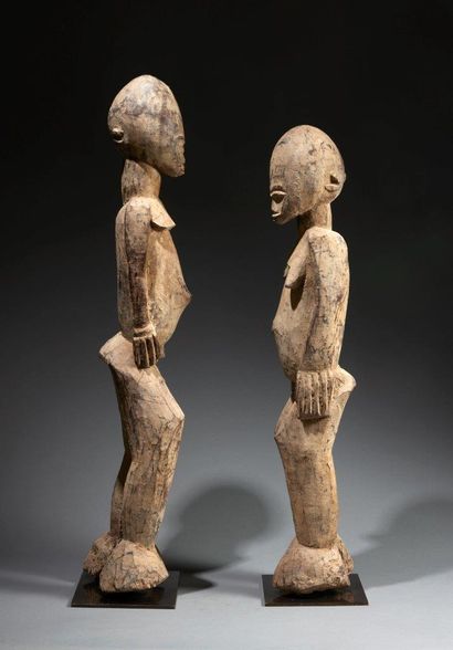 null Couple of Lobi statues
Burkina Faso
Wood
H. 92 cm and 83 cm
Important couple...