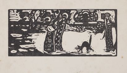 KANDINSKY, Vassily Katze (Chat), 1907
Bois gravé en noir sur papier vergé fin, monogrammé...