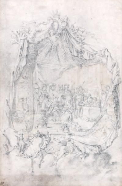 ATTRIBUÉ À CHARLES NICOLAS COCHIN (PARIS 1715 - 1790) Scène orientaliste Crayon noir,...