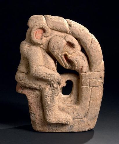 null Hacha - rare représentation d'une divinité anthropozoomorphe Culture Veracruz,...