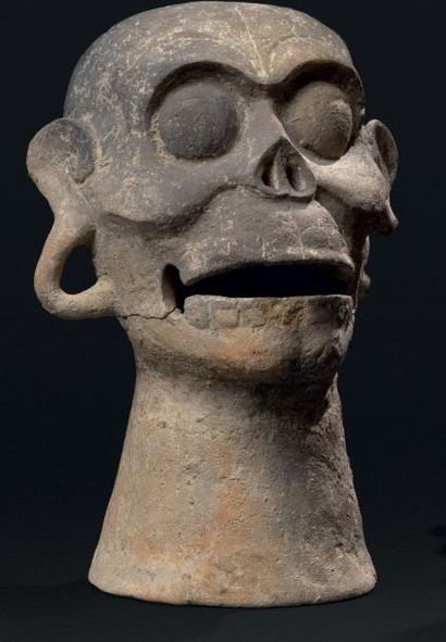 null Tête de mort-sifflet Culture Mixtèque d'époque Aztèque, Mexique Central 1300-1521...
