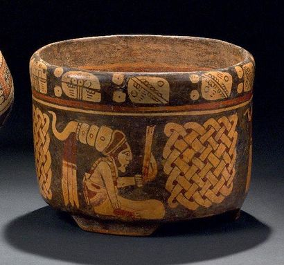 null Important vase tripode à décor peint Culture Maya, frontière Honduras-Guatemala...