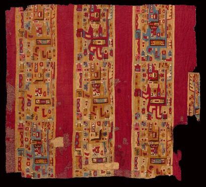 null Elément d'un manteau funéraire Culture Tiahuanaco-Huari, côte sud du Pérou 700-1000...