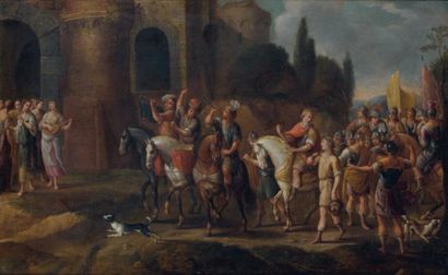 CORNELIS DE WAEL (ANVERS 1592-ROME 1667) Le triomphe de David Huile sur toile 46...