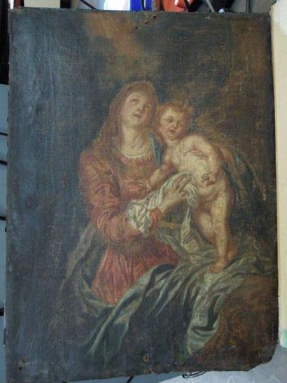 ECOLE FLAMANDE DU XVIIIÈME SIÈCLE, D'APRÈS ANTOINE VAN DYCK Vierge à l'Enfant Huile...