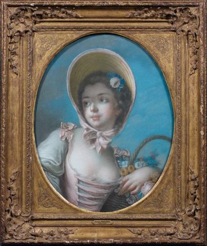 LUIGI DOMENICO SOLDINI (FLORENCE 1715-VERS 1780) La bouquetière Pastel 60 x 47 cm,...