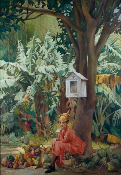PIERRE BODARD (1881-1937) Flore Tropicale Huile sur toile Signée en bas à droite...