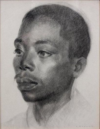 PIERRE BODARD (1881-1937) Portrait de jeune antillais Crayon sur papier Signé en...