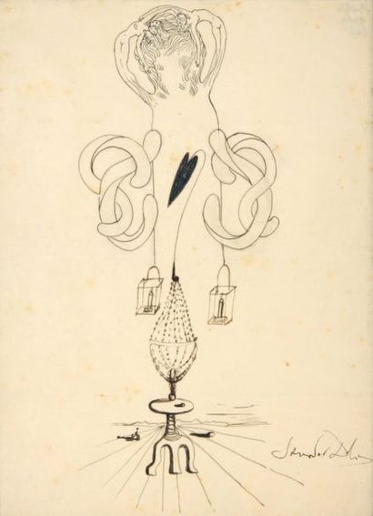 null [CADAVRE EXQUIS]. HUGO Valentine. BRETON André. DALI Salvador. GALA. SIGNE PAR...