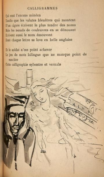 [APOLLINAIRE Guillaume]. AYME Alix CALLIGRAMMES. Paris, Gallimard, 1948. In-12, demi...