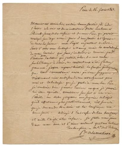 NEY (Michel) (1769, exécuté en 1815) Lettre signée comme général de division au général...