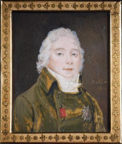 F.NOEL (actif entre 1808 et 1815) Portrait du Prince de TALLEYRAND En buste légèrement...