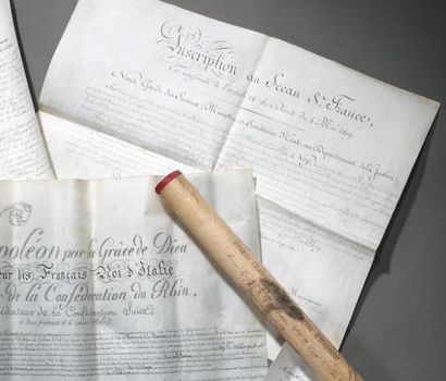null Inscription au Sceau de France du 2e duc d'Elchingen, le 27 juillet 1826. Manuscrit...