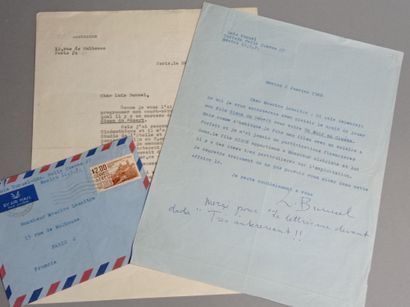 BUÑUEL (Luis). Letter signed to Maurice LEMAITRE. 1 p. in-4 on blue paper, two autograph...