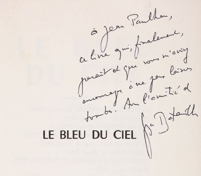 BATAILLE (Georges). Le Bleu du ciel. Paris, Pauvert, 1957, in-12, broché, 215 p....