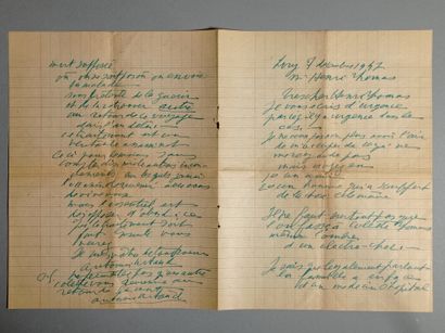 ARTAUD (Antonin). Autograph letter signed to Henri THOMAS. Ivry, December 7, 1947,...