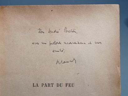 BLANCHOT (Maurice). La Part du feu. Paris, N.R.F., 1949, in-8, paperback, 345 p....