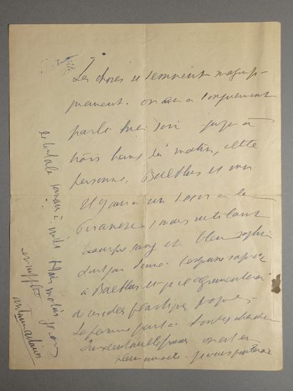 ARTAUD (Antonin). Lettre autographe signée à Cécile Denoël. 2 p. in-4. [début février...