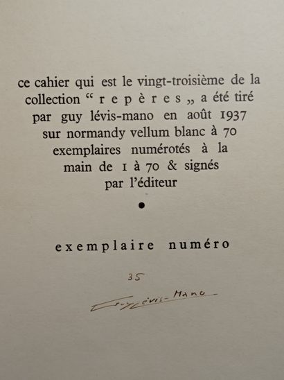 LEIRIS (Michel). Tauromachies. Avec un dessin d'André MASSON. Paris, G.L.M., coll....