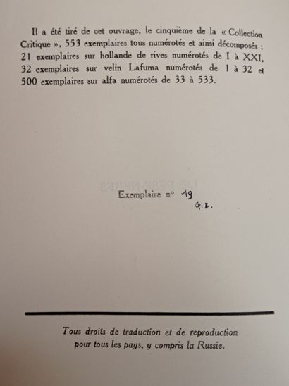 ARTAUD (Antonin). Le Pèse-nerfs. Paris, « Pour vos Beaux Yeux », 1925, in-4, broché,...