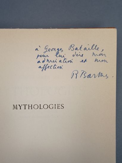 BARTHES (Roland). Mythologies. Paris, Éditions du Seuil, coll. Pierres Vives, 1957,...