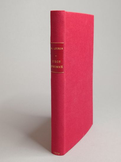 LEIRIS (Michel). L'Âge d'homme. Paris, N.R.F., 1939, in-12, relié pleine toile rouge,...