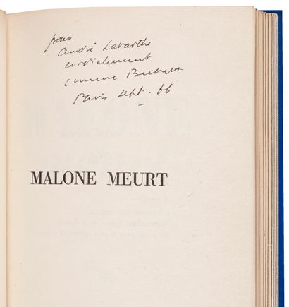 BECKETT (Samuel). Malone dies. Paris, Éditions de Minuit, 1951, in-12, royal blue...