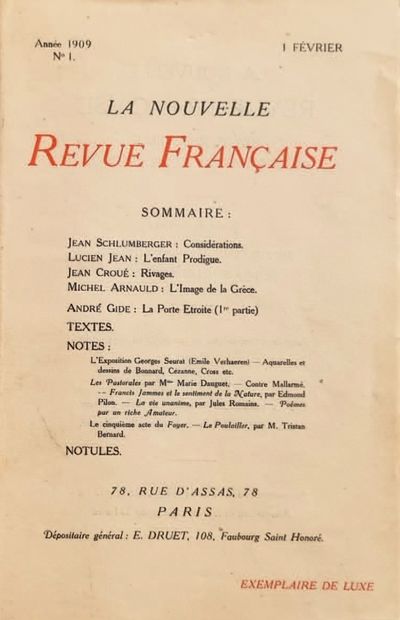  REVUE. LA NOUVELLE REVUE FRANCAISE. 1908-1942....