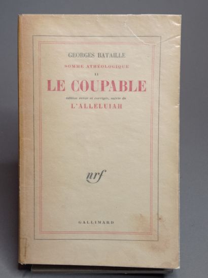 BATAILLE (Georges). Le Coupable. Somme Athéologique II. Paris, N.R.F., 1961, in-12,...