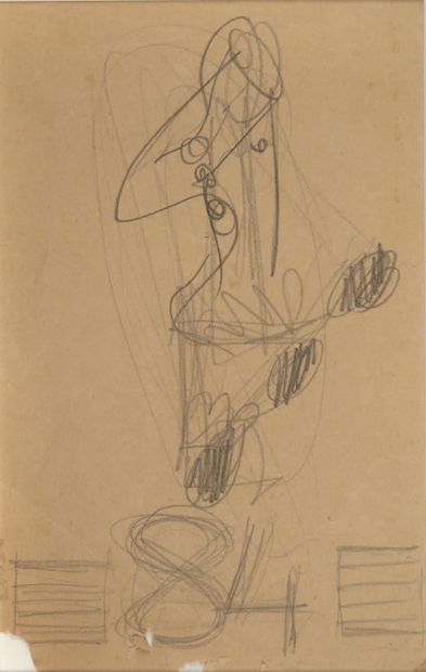 ARTAUD (Antonin). TWO ORIGINAL DRAWINGS. Two original drawings, one signed, on beige...