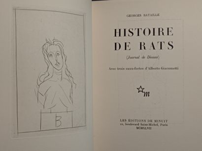 BATAILLE (Georges). GIACOMETTI (Alberto). Histoires de rats. (Journal de Dianus)....