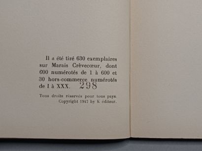 ARTAUD (Antonin). Van Gogh, le suicidé de la société. Paris, K éditeur, 1947, in-12...