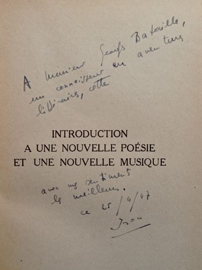 ISOU (Isidore). Introduction to a new poetry and a new music. Paris, N.R.F., 1947,...