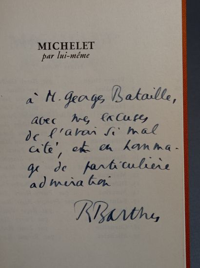 BARTHES (Roland). Mythologies. Paris, Éditions du Seuil, coll. Pierres Vives, 1957,...
