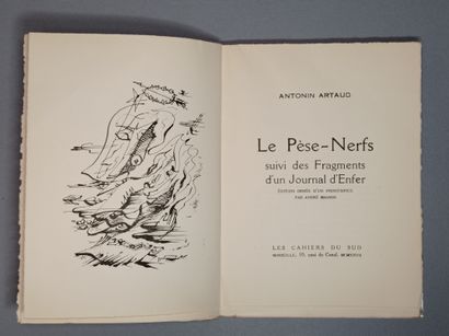 ARTAUD (Antonin). Le Pèse-nerfs. Paris, " Pour vos Beaux Yeux ", 1925, in-4, paperback,...