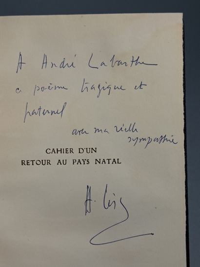 CÉSAIRE (Aimé). Cahier d'un retour au pays natal. Paris, Bordas, 1947, half anthracite...