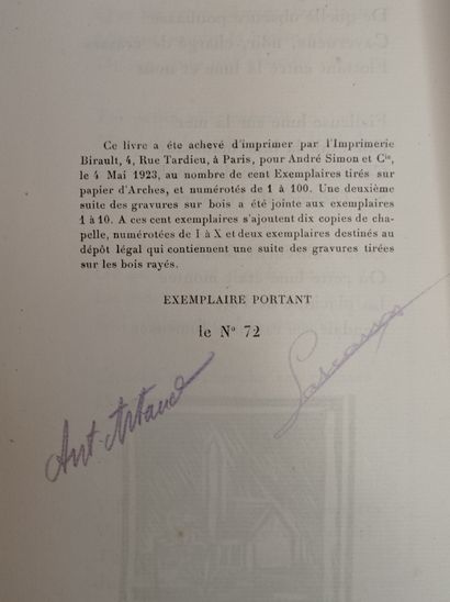 ARTAUD (Antonin). Tric Trac du ciel. Paris, Éditions de la Galerie Simon, Henry Kahnweiller,...
