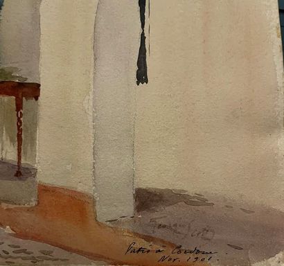 Georges SCOTT (1873-1942) Patio à Cordoue
Aquarelle sur papier
Signée, localisée...