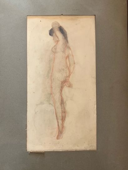 BERNHARD HOETGER (1874-1949) Femme nue
Lavis et sanguine sur papier
Signé
46 x 23...