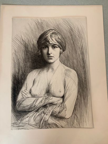 Émile FRIANT (1863-1932) Ensemble de 4 gravures
Les marges découpées
15 x 12,5 cm...