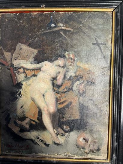 Aimé Nicolas MOROT (1850-1913) La tentation de Saint-Antoine
Huile sur toiles, signée...