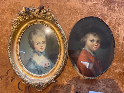 Dans le goût du XVIIIème siècle - Portrait d'une jeune femme
Pastel ovale Dans un...