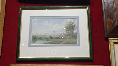 Aristide BENON (XIXème-XXème) Paysage d'étang
Gouache sur papier, signée en bas à...
