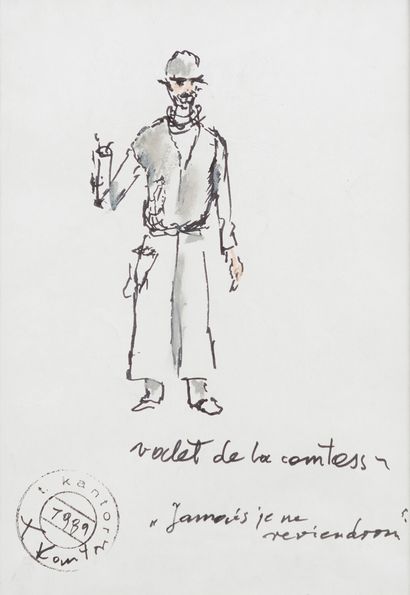 TADEUSZ KANTOR (1915-1990) « Valet de la comtesse », 1989
Encre et pastel, légendé...